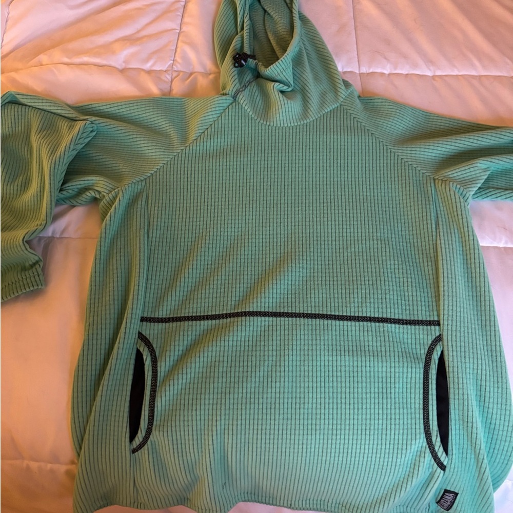 Melanzana Green/Turquoise Pullover with Black Stitching
